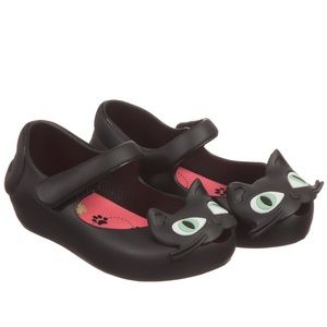 Mini Melissa Black Cat Shoes Size 5
